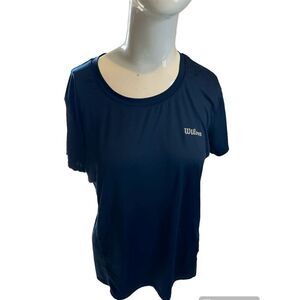 Wilson Sport Active Wear Top Unisex w/ Logo  Crew Neck Sz L Navy